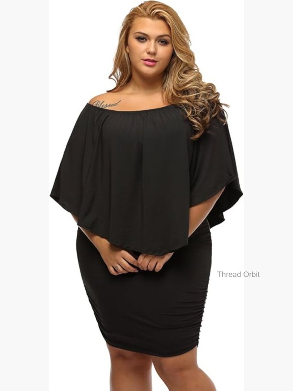 Sexy Off Shoulder Ruffled Layered Mini Dress Plus Size